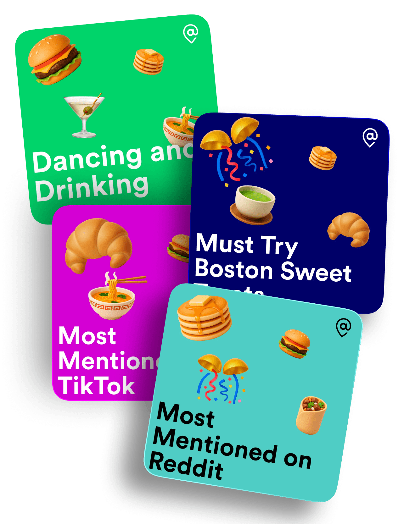 Atmosphere Atmostream collection screen with curated Boston venue picks organized into a shareable plan.